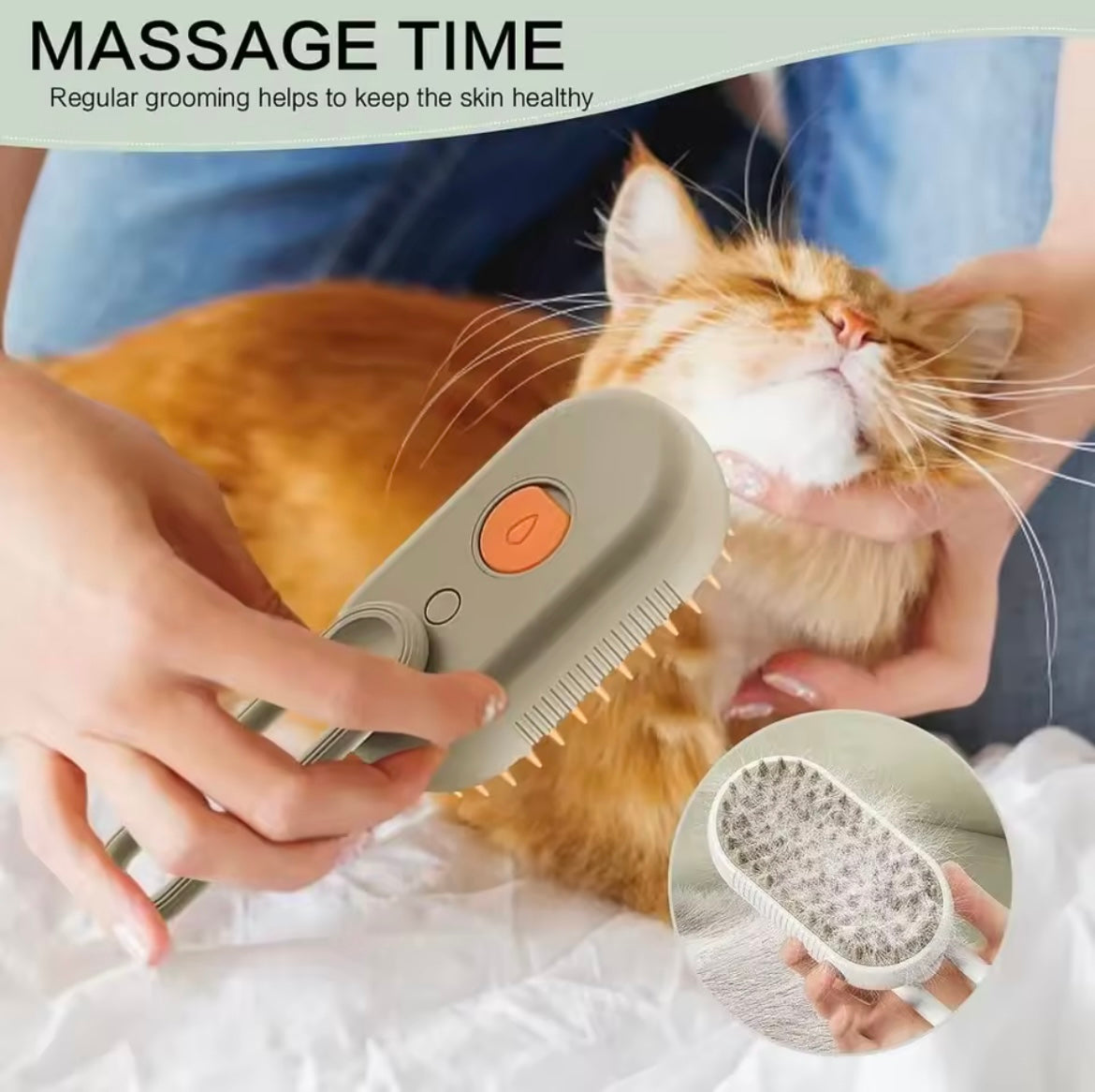 3-in-1 Pet Steam Brush | فرشاة بخار كهربائية 3 في 1 للقطط والكلاب | Brosse Vapeur 3-en-1 pour Animaux